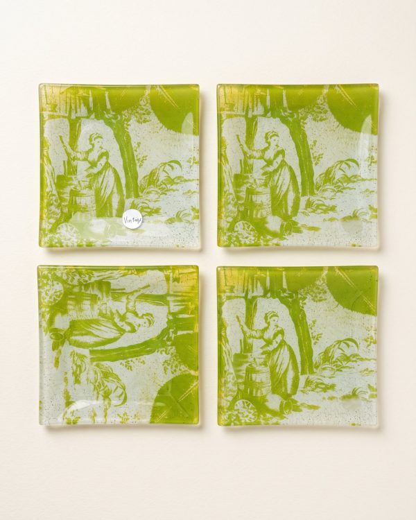 Vintage Glass Coasters (Set of 4)